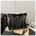 Broad Belt Leather Look Tote Bag