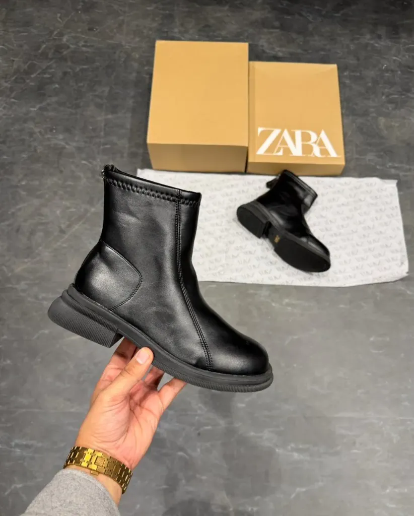 Women Zara Back Zipper Boots (Black, 40)