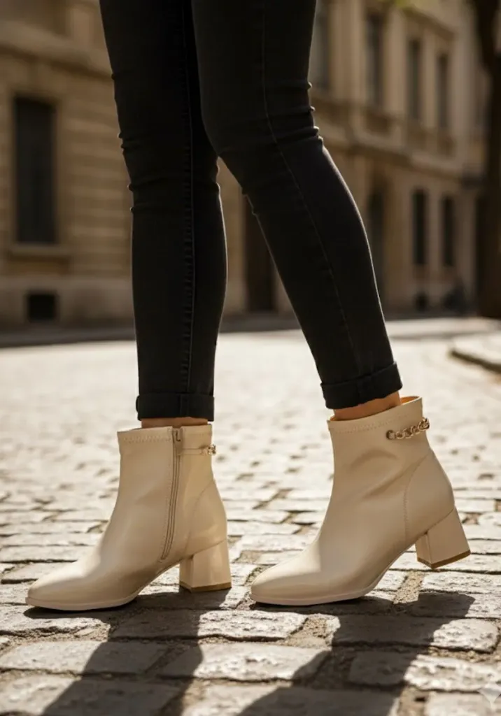 Women Zara Metallic Block Heels Boots
