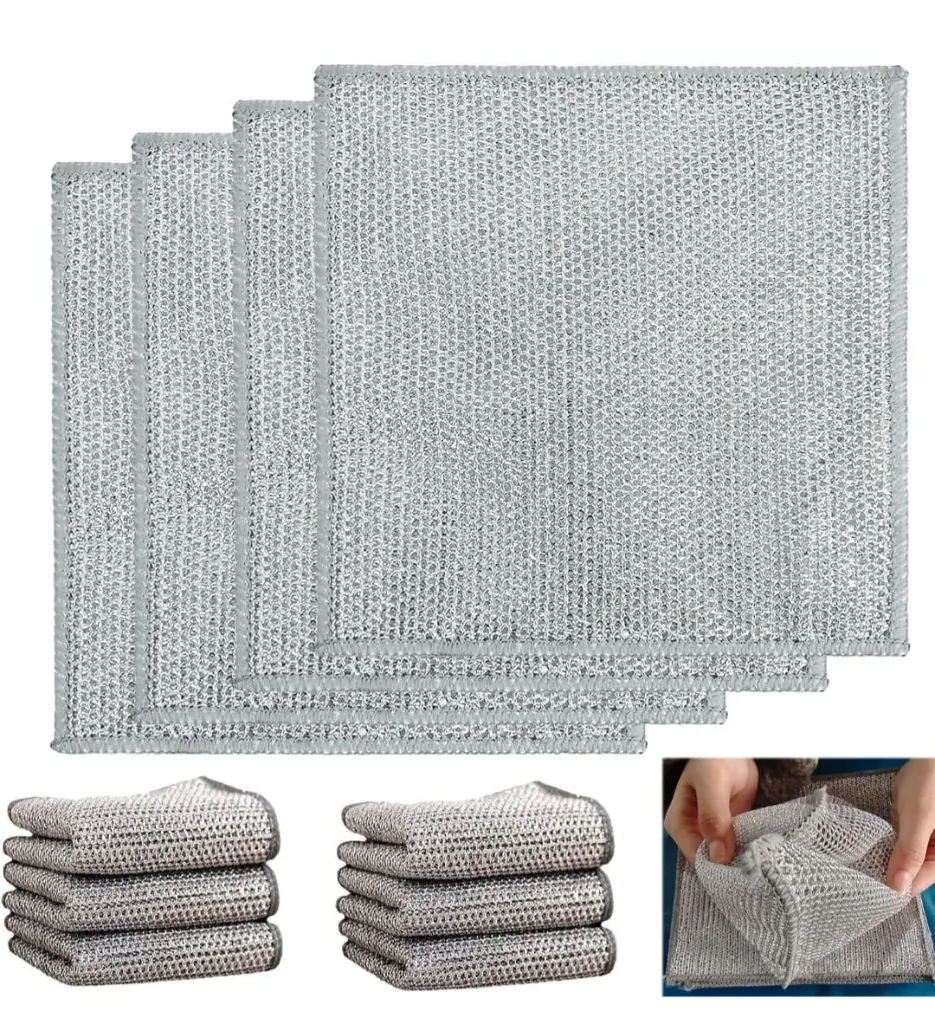 Non-Scratch Dish Wash Cloth | Versatile Wire Scrubber for Kitchen Cleaning | Reusable Mesh Cloth for Dishes, Sinks, and Home Appliances | Easy Rinsing & Durable(Pack of 6)