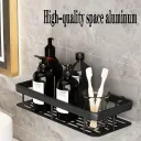 Black Bathroom Rack Aluminum Bathroom Corner Shelf for Wall, Rustproof, Nail-Free, No Drilling Organizer Holder