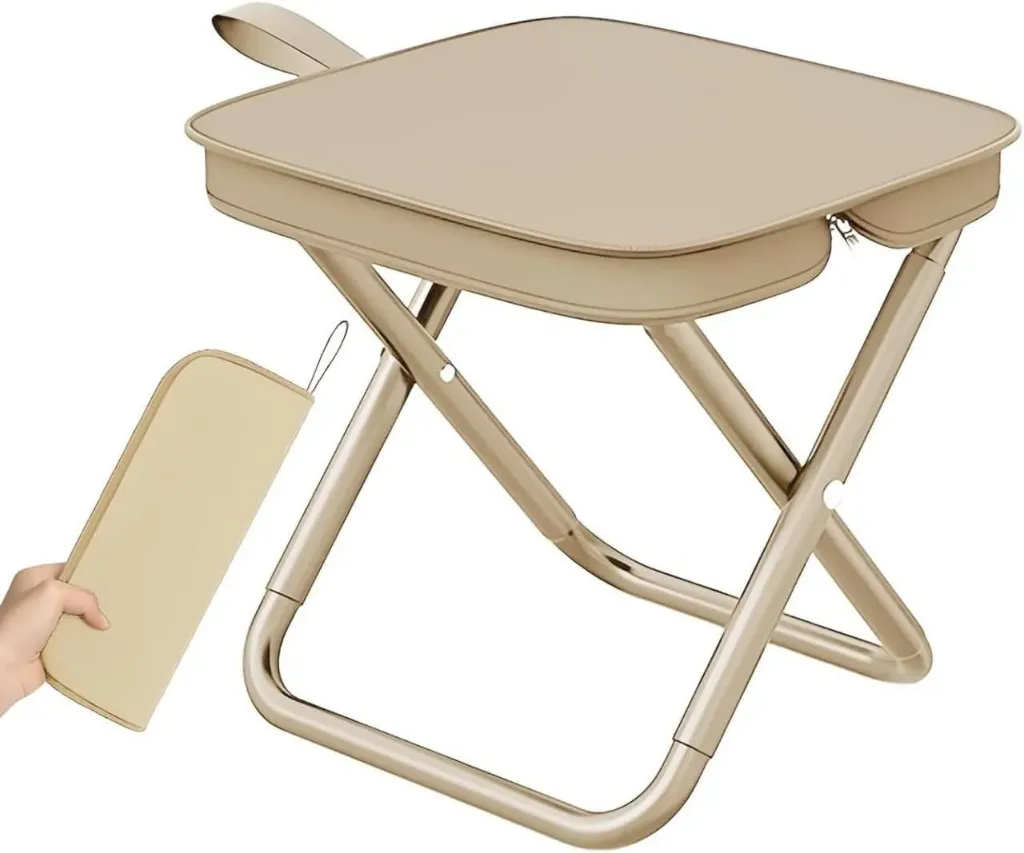 Portable Folding Stool - Folding Stool With Pouch - Handbag Folding Stool ( Beige)
