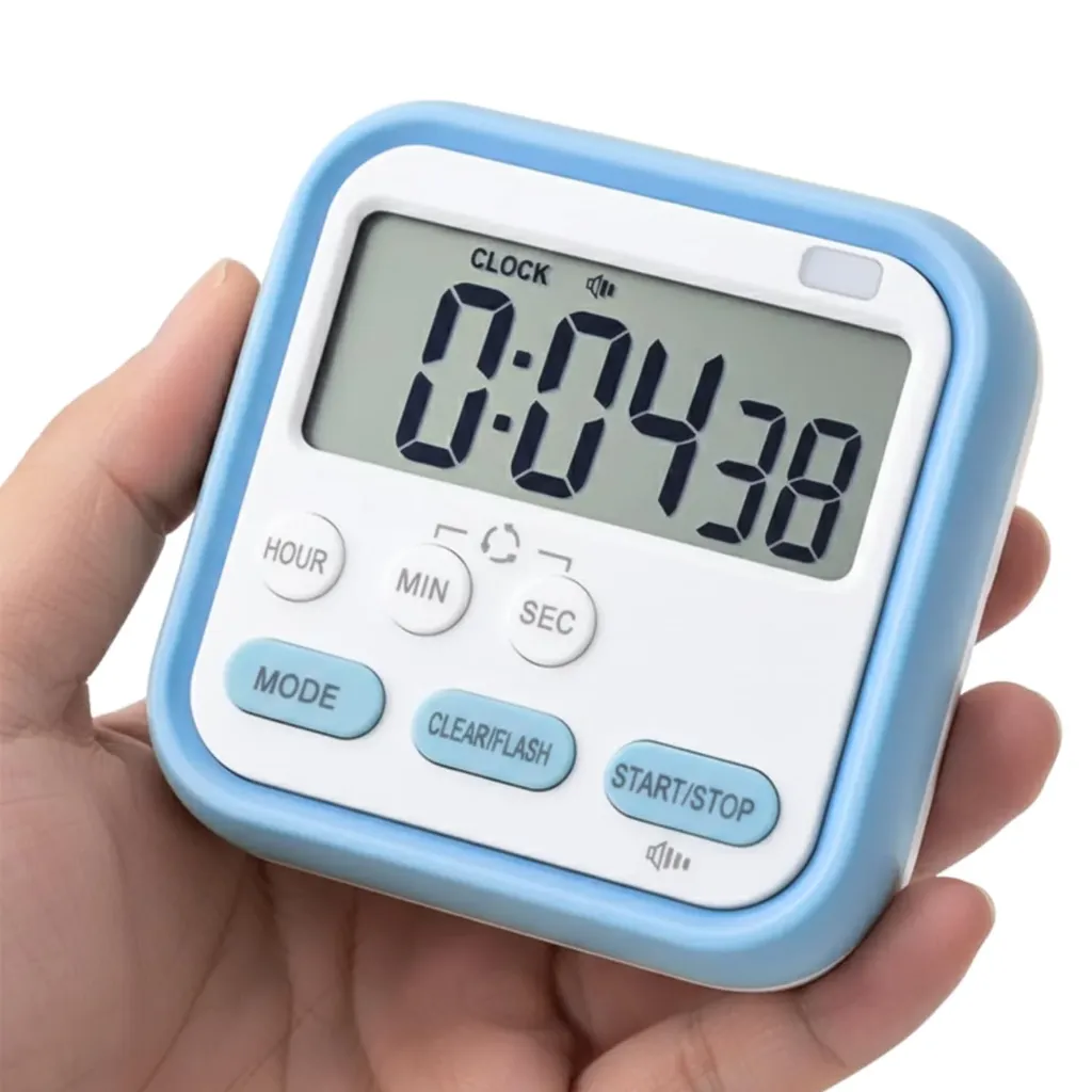 Digital Stopwatch Timer with Large LCD Screen 24hr Digital Display Magnetic Retractable Stand Loud Alarm for Sports, Studying, Cooking, Baking, Classroom