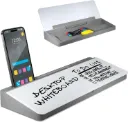 Desktop Whiteboard - Glass Dry Erase White Board - Desk Computer Buddy – Home Office & Studying Essentials - Desktop Pad with Phone & Tablet Slot, Storage Compartment