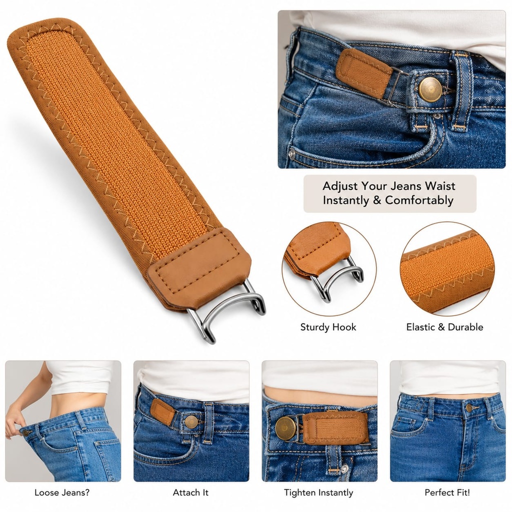 Adjustable Jeans Waist Extender Hook – Elastic Waistband Tightener for Perfect Fit Mens & Womens