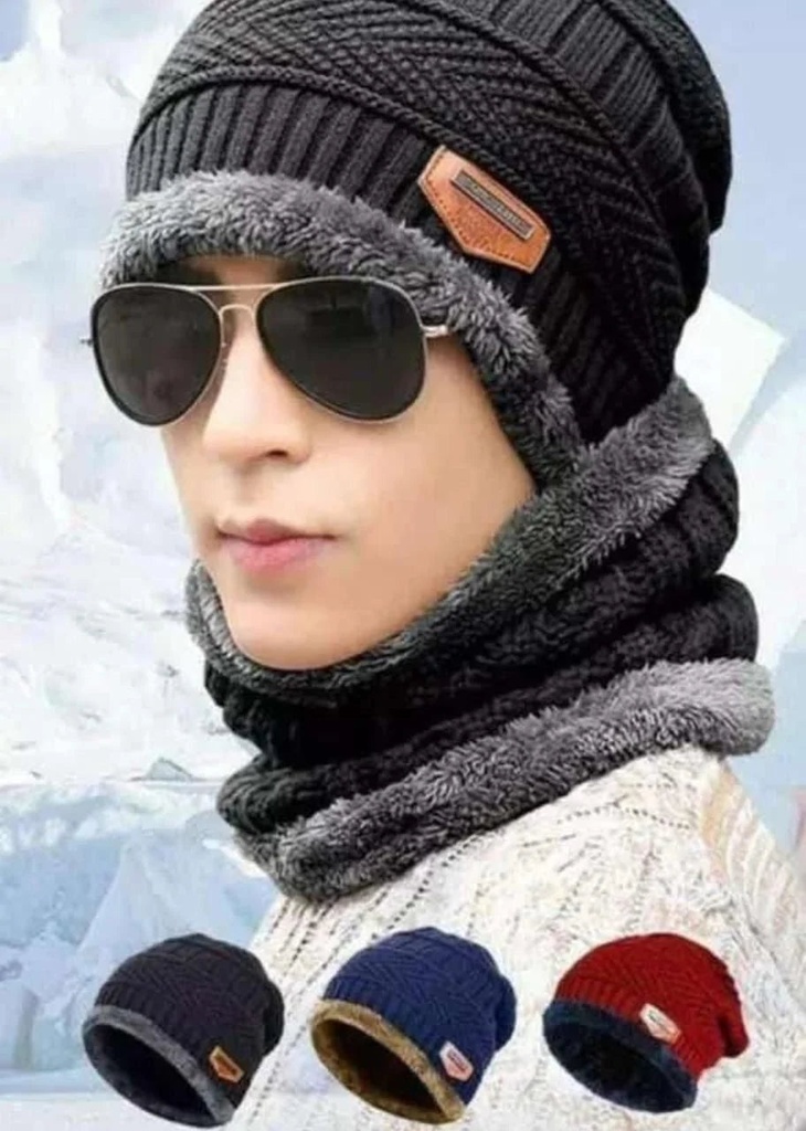 [8029-cap-with-neck-warmer-set-men-women] Cap with Neck Warmer Set Men & Women