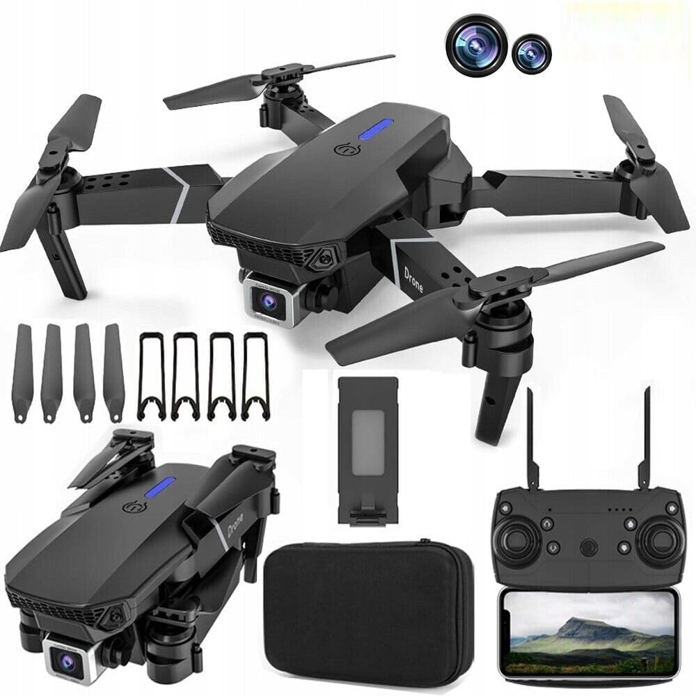 [e88-pro-drone-with-4k-camera-dual-battery-dual-camera-1] W988-Pro-Camera Drone with 4k Camera Foldable 1080P HD Drone with FPV Live Video, Smart Gestures Selfie, Altitude Hold, One Key Take Off/Landing, 3D Flips for Kids and Adults