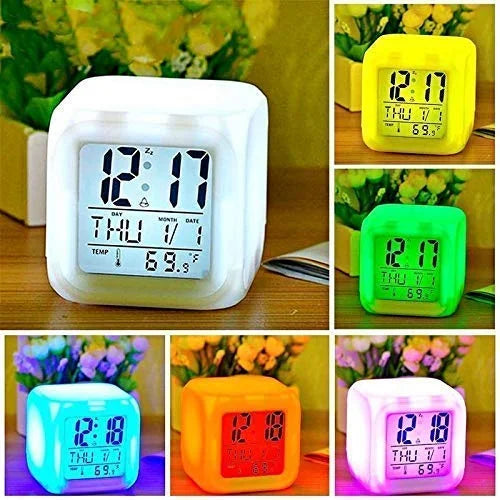 [11258-colour-changing-led-digital-alarm-clock-with-date-time-multicolor] Colour Changing LED Digital Alarm Clock with Date, Time -Multicolor