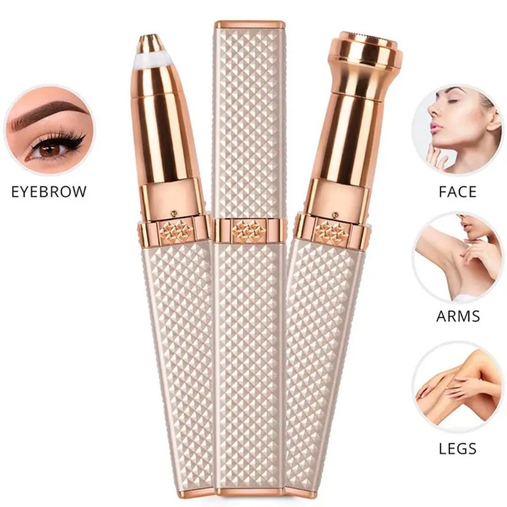Eyebrow Trimmer for Women, 2 in 1 Rechargeable Facial Hair Remover with Replaceable Heads, Professional Painless Personal Hair Removal Eyebrow Razor with Indicator Lights
