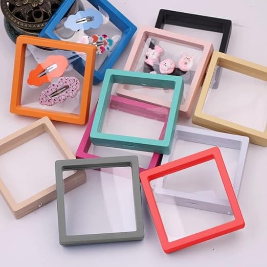 Plastic Floating Case | Transparent PE Film Jewellery Storage Box 7 Cm {Multicolor} (Pack of 5)
