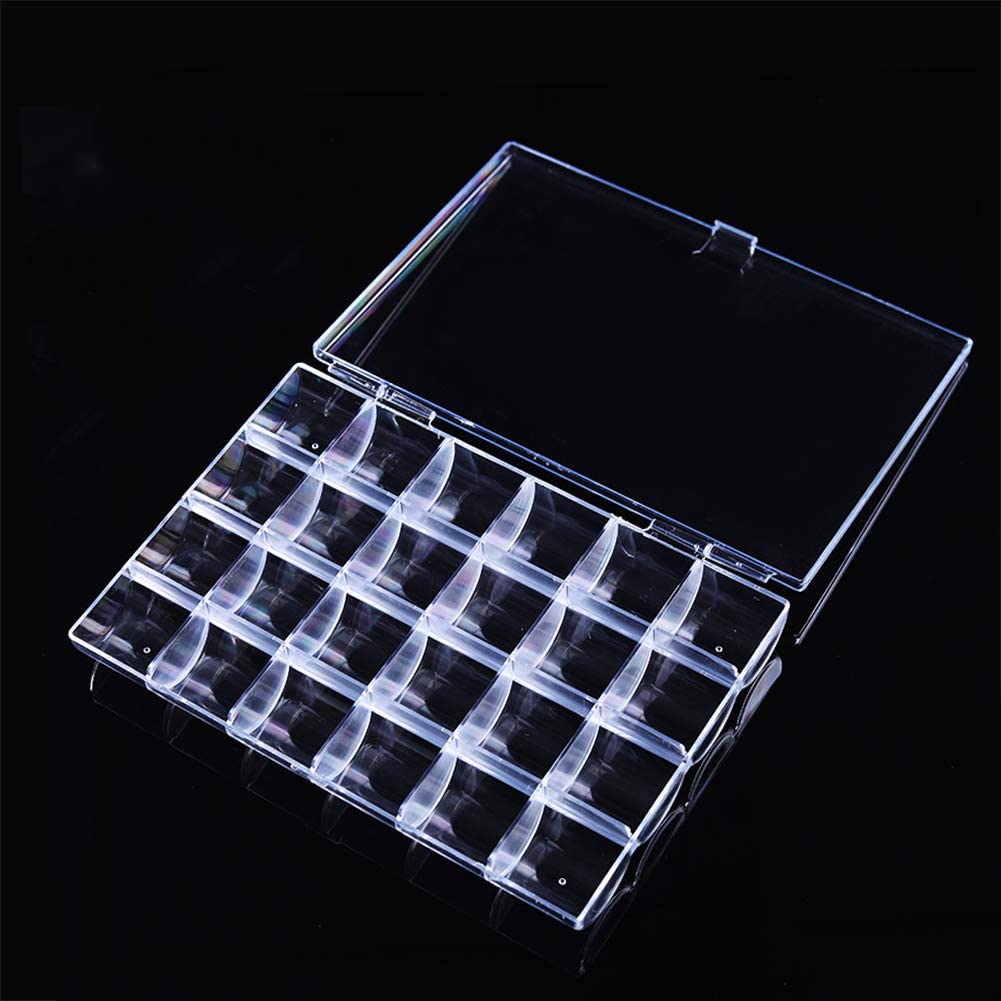 24 Slots Empty Clear Nail Art Decoration Storage Box Nail Glitter Rhinestone Crystal Accessories Container Storage Box