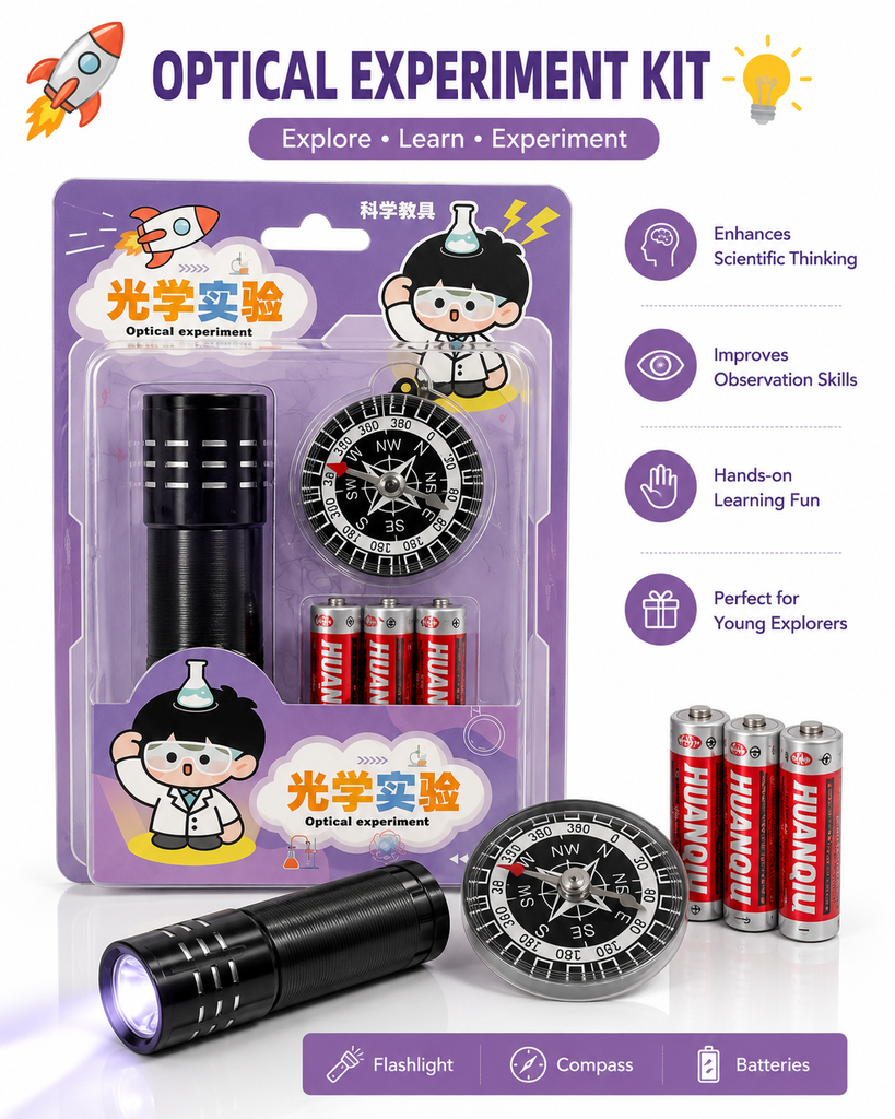 Optical Experiment Kit, Science Kit for Kids, STEM Learning Toy, Educational Science Toy, Flashlight Kit, Compass Toy, Science Activity Kit, Kids Learning Set