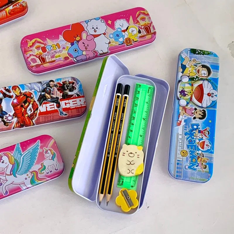 [188438-cartoon-printed-double-metal-pencil-box] Cartoon Printed double Metal Pencil Box (pack of 2)