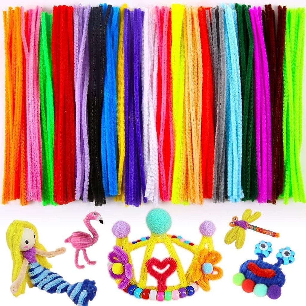 {100 Pcs} Pipe Cleaners Craft,Chenille Stems for DIY Flowers, Limpia Pipas Fluffy Fuzzy Sticks for Gift Wrapping, Party Decorations