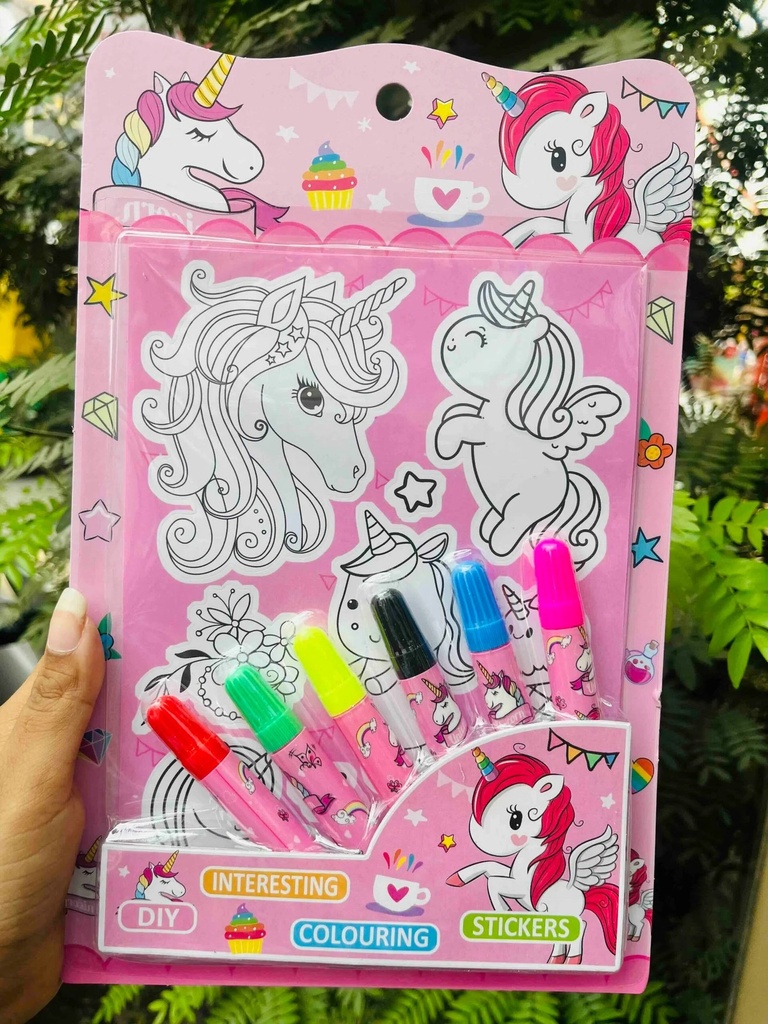 Painting Stationery Kit, 6 Drawing Sheets with Easel, Water Based Colours Sketch {Random Color}