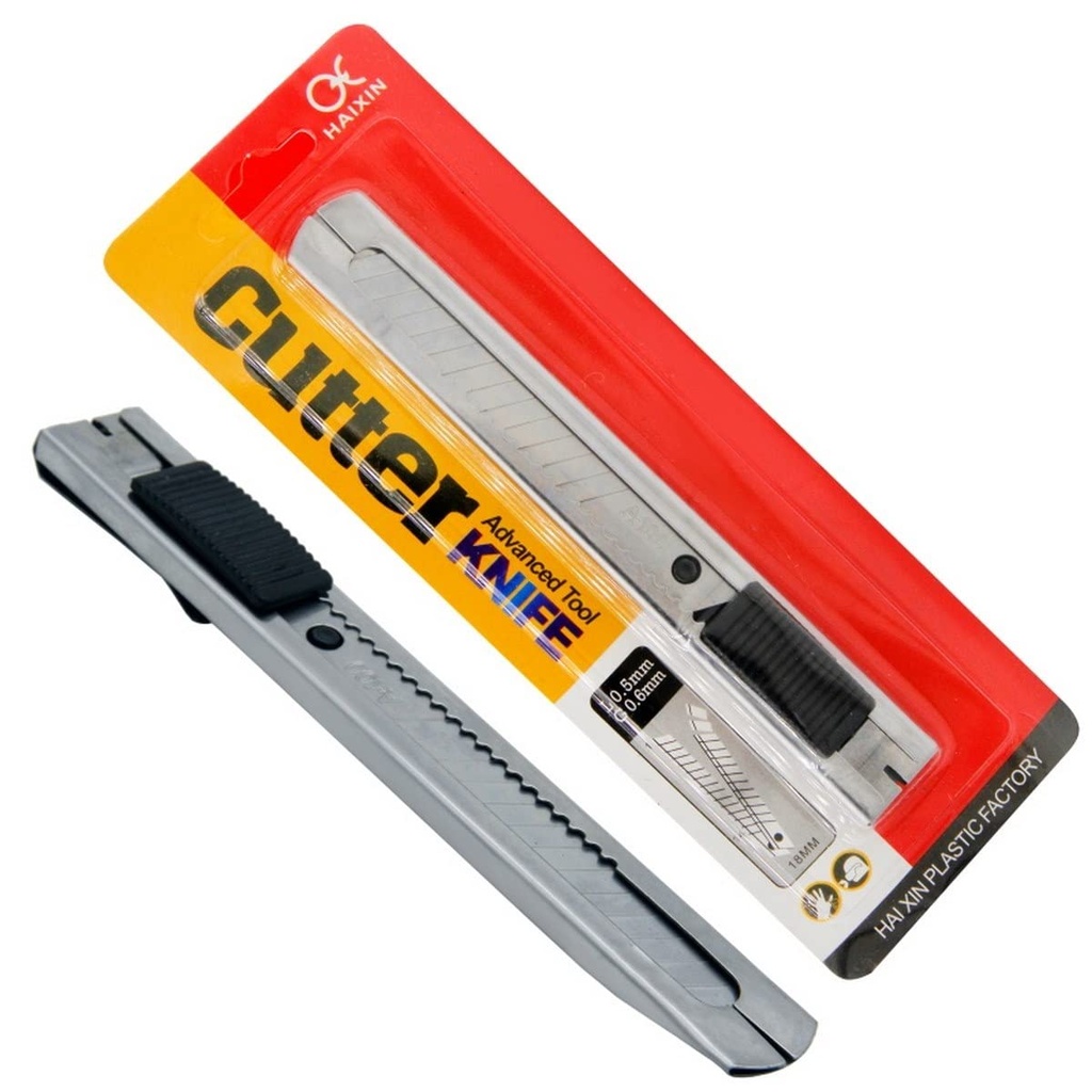 Paper Cutter Box Cutter Multipurpose Knife with Metal Body for Art Craft Home and Office use 9 (Pack of 2)