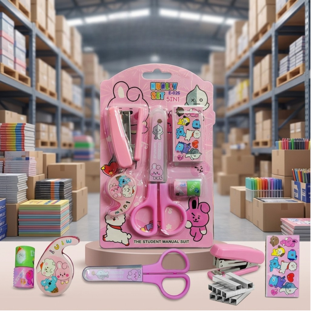 [cd-9667-cartoon-stationery-set-kawaii-stapler-with-scissor-washi-tape-for-office-school-home-portable-mini-size-stapler-with-400-staples-blister-random-color] Cartoon Stationery Set – Kawaii Stapler with Scissor, Washi Tape for Office, School, Home, Portable Mini Size Stapler with 400 Staples Blister {Random Color}