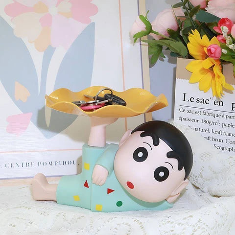 Shinchan Tray Holder  Money Bank Resin Statue Candy Bowl Holder – Cartoon Figurine Decorative Showpiece for Home
