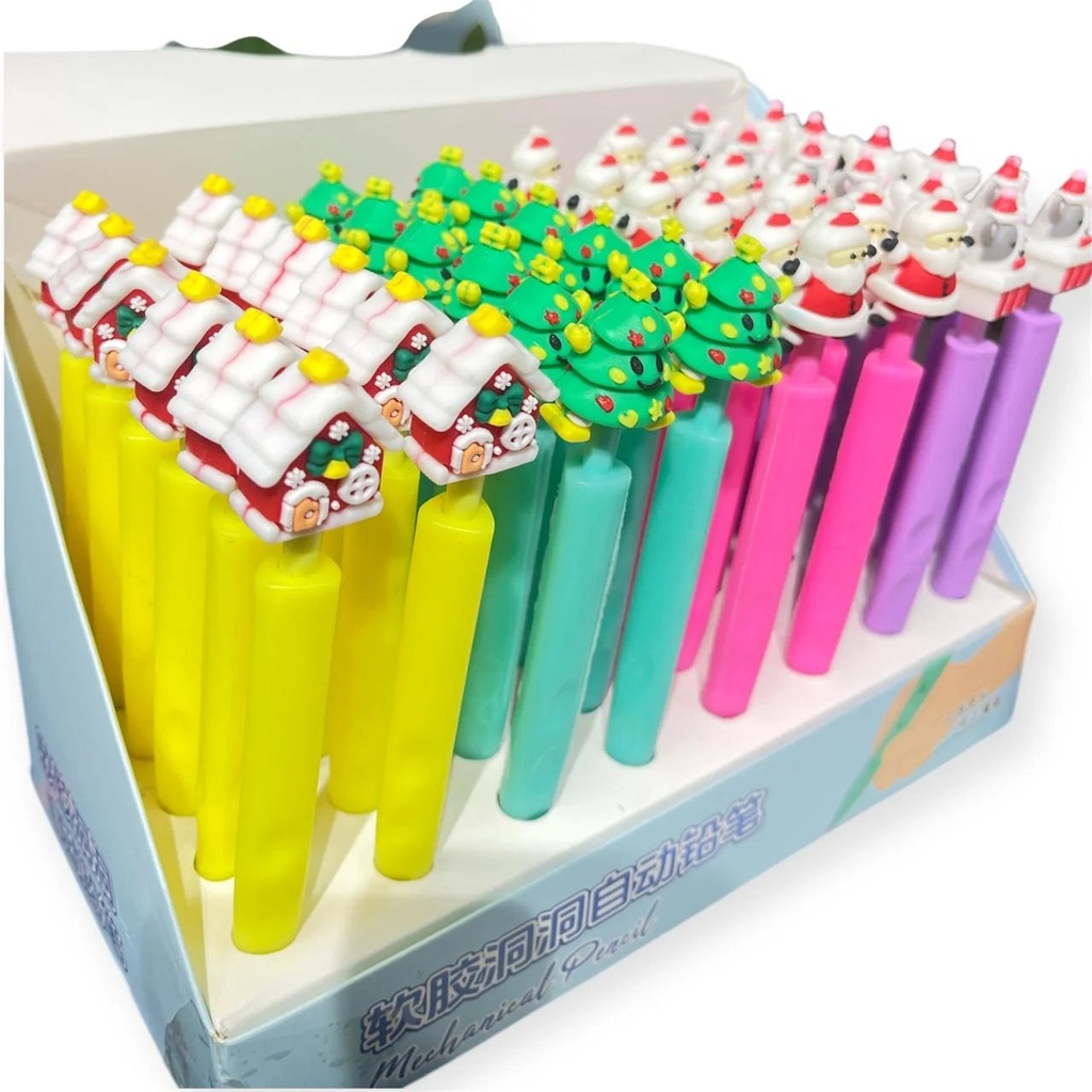 Christmas Gift For Kids, Pencil For Kids, Holiday Themed LED Writing Pencil With Santa Claus And Snowman Toppers (pack of 2)