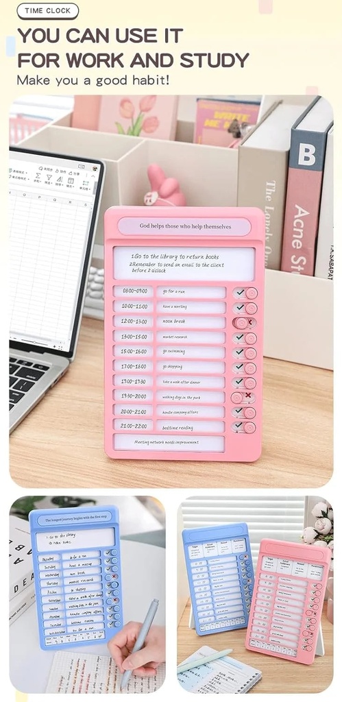 Habit Tracker Daily Planner Board for Kids & Adults | Reusable To-Do List Chore Chart with 15 Detachable Cards, Weekly Record & Motivation Paper