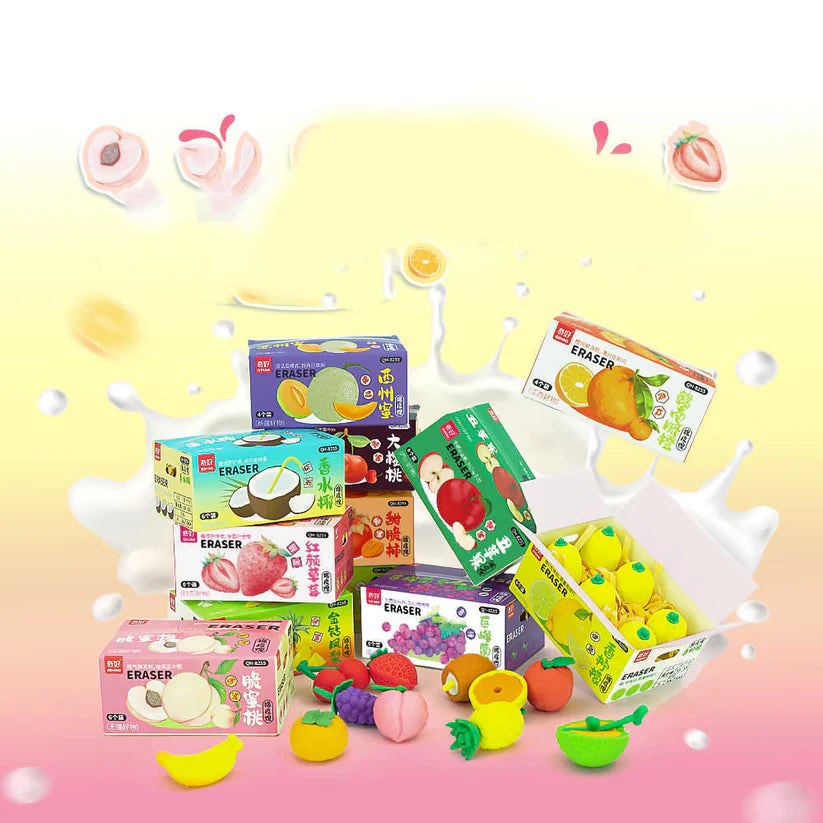 1 Box 6 pcs Mini Cute Fruit Eraser {Random Design }