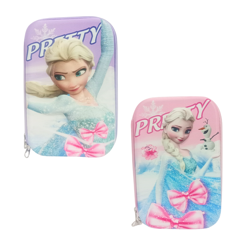 Frozen 3D Embossed EVA Hard Cover Single Compartment Pencil Case Pouch Kids| Large Capacity Cute Stationary, Cosmetic Organizer for Boys Girls School Collage