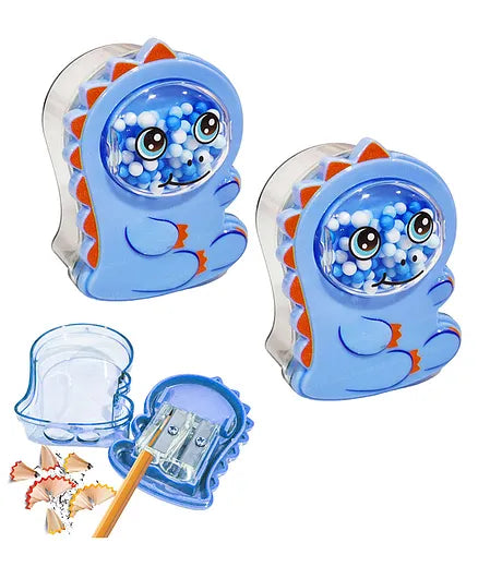 Newest Imported Double Hole Dinasour Look Pencil Sharpener School Stationary for Kids {Random Color} (Pack of 2)