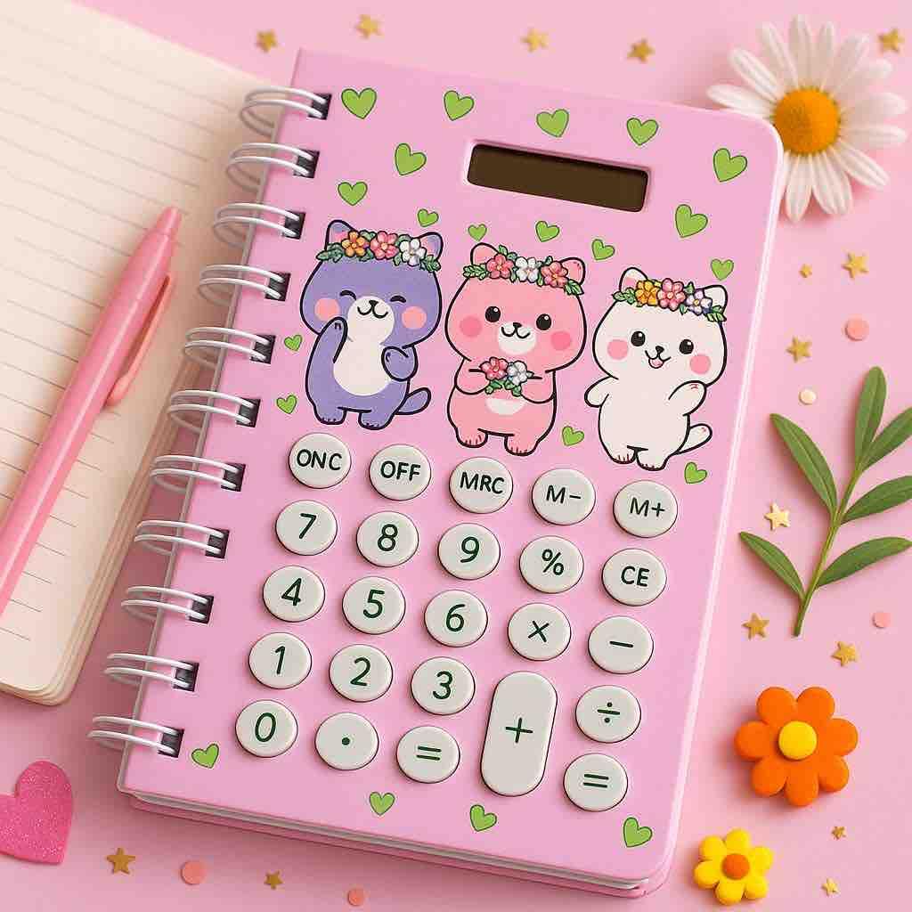 [20770-calculator-notebook-diary-spiral-bound-notepad-with-silicon-button-calculator-unicorn-design-stationery-for-kids-girls-students-random-color] Calculator Notebook Diary – Spiral Bound Notepad with Silicon Button Calculator | Unicorn Design Stationery for Kids, Girls & Students {Random Color}