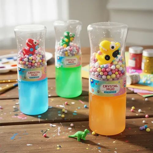 Slime Crystal Unicorn Ou Dino Com Miniatura E Bolinhas {Random Design}