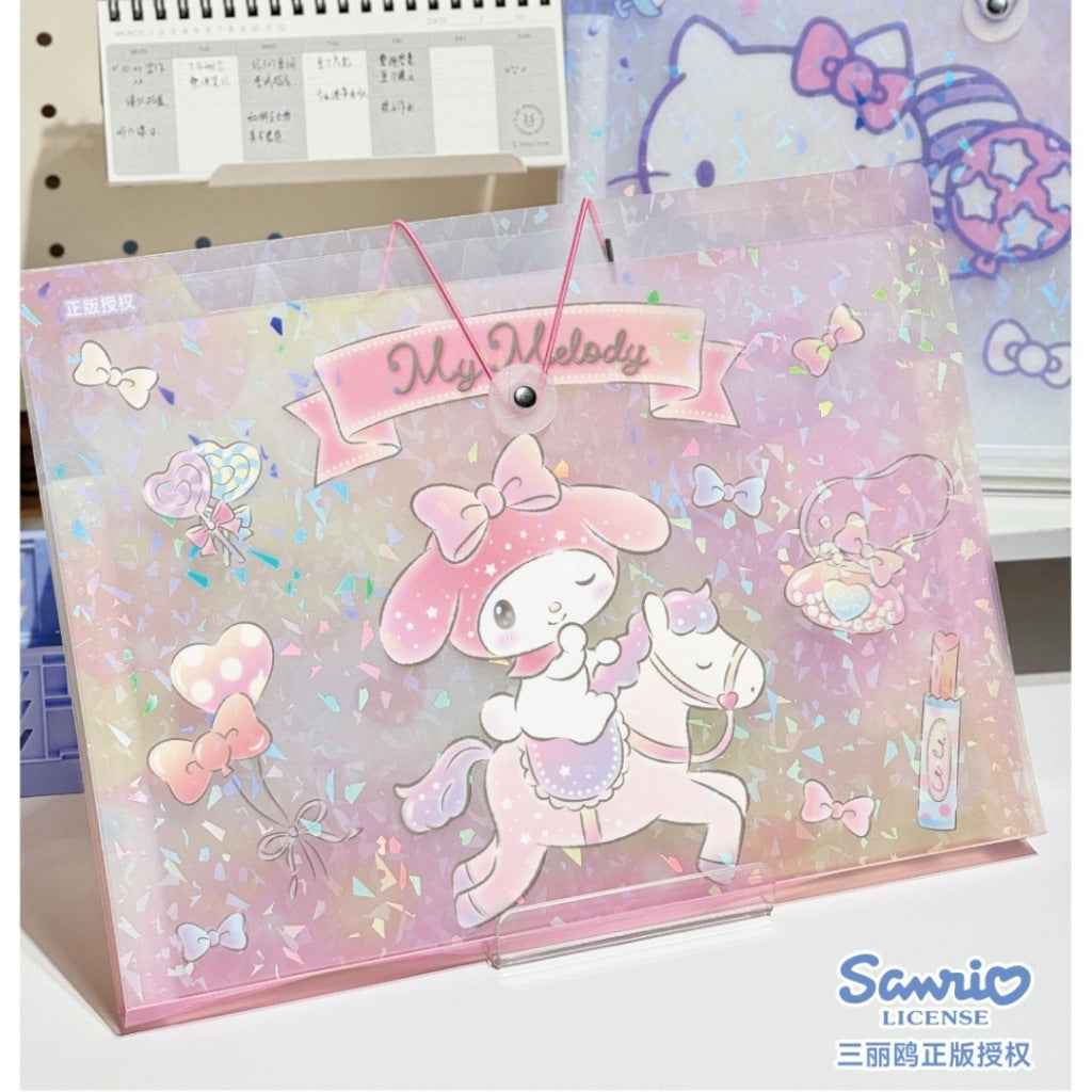 Cinnamoroll Kawaii Expanding File Folder with 12 Partitions – Cute A4 Accordion Document Organizer with Index Tabs, Waterproof Durable Plastic for School, Office & Home Use
