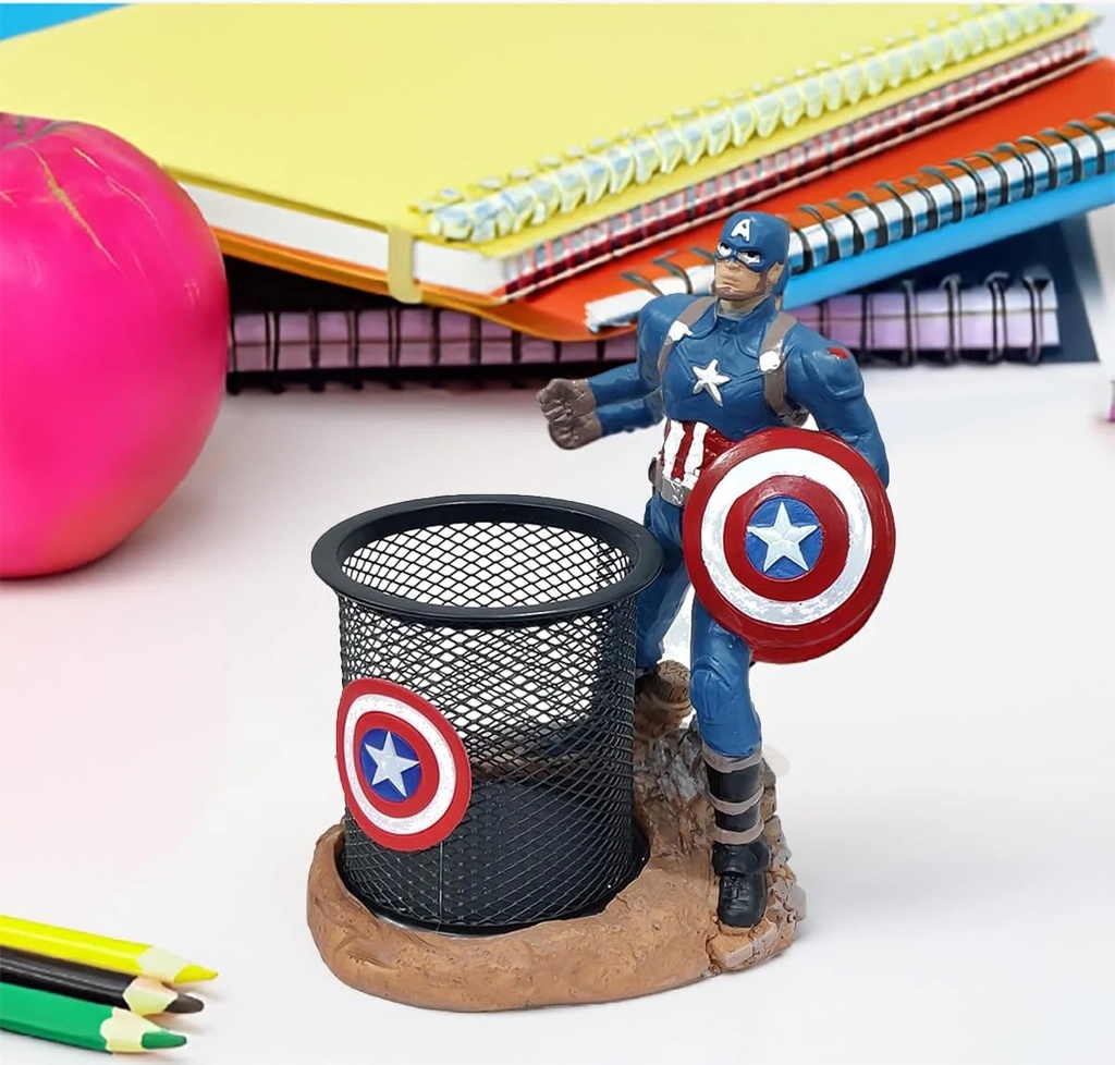Captain America Pen Pencil holder with a Super Action Hero figure attached