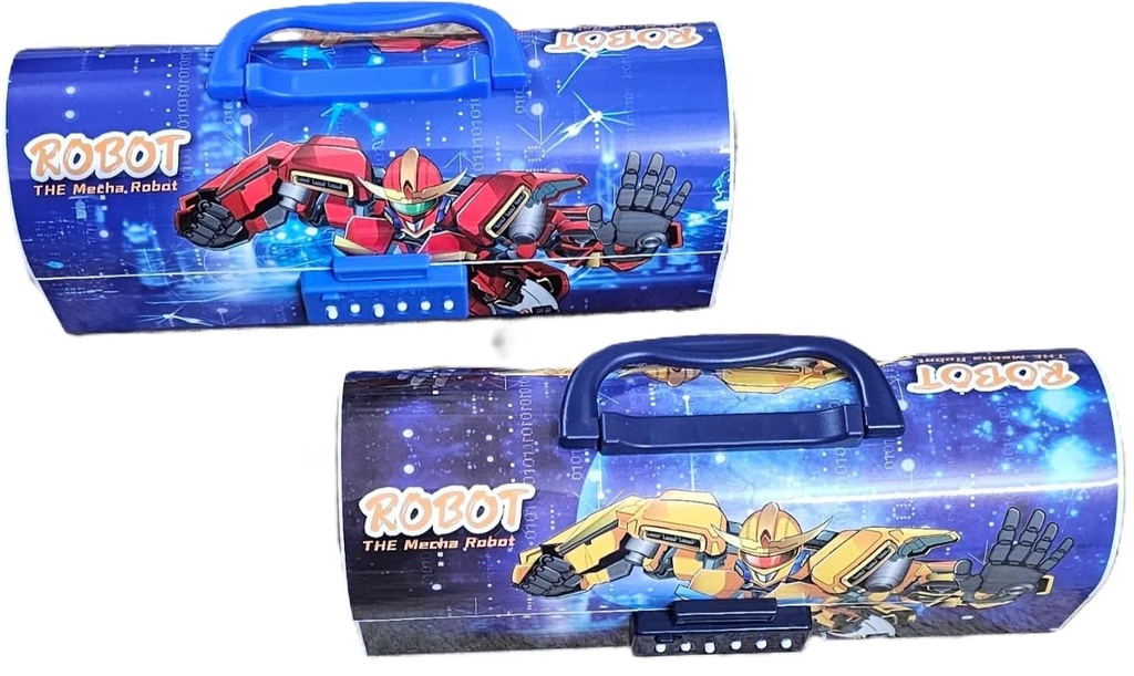 Transformers Theme Suitcase Pencil Case with Combination Password Lock Double Sided Compass Box