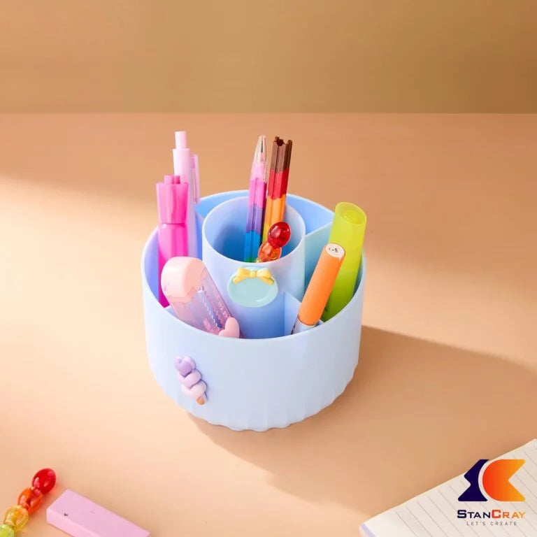Pencil Holders 5 Compartment 360° Rotating Pencil and Makeup Brush Holder {Multicolor}