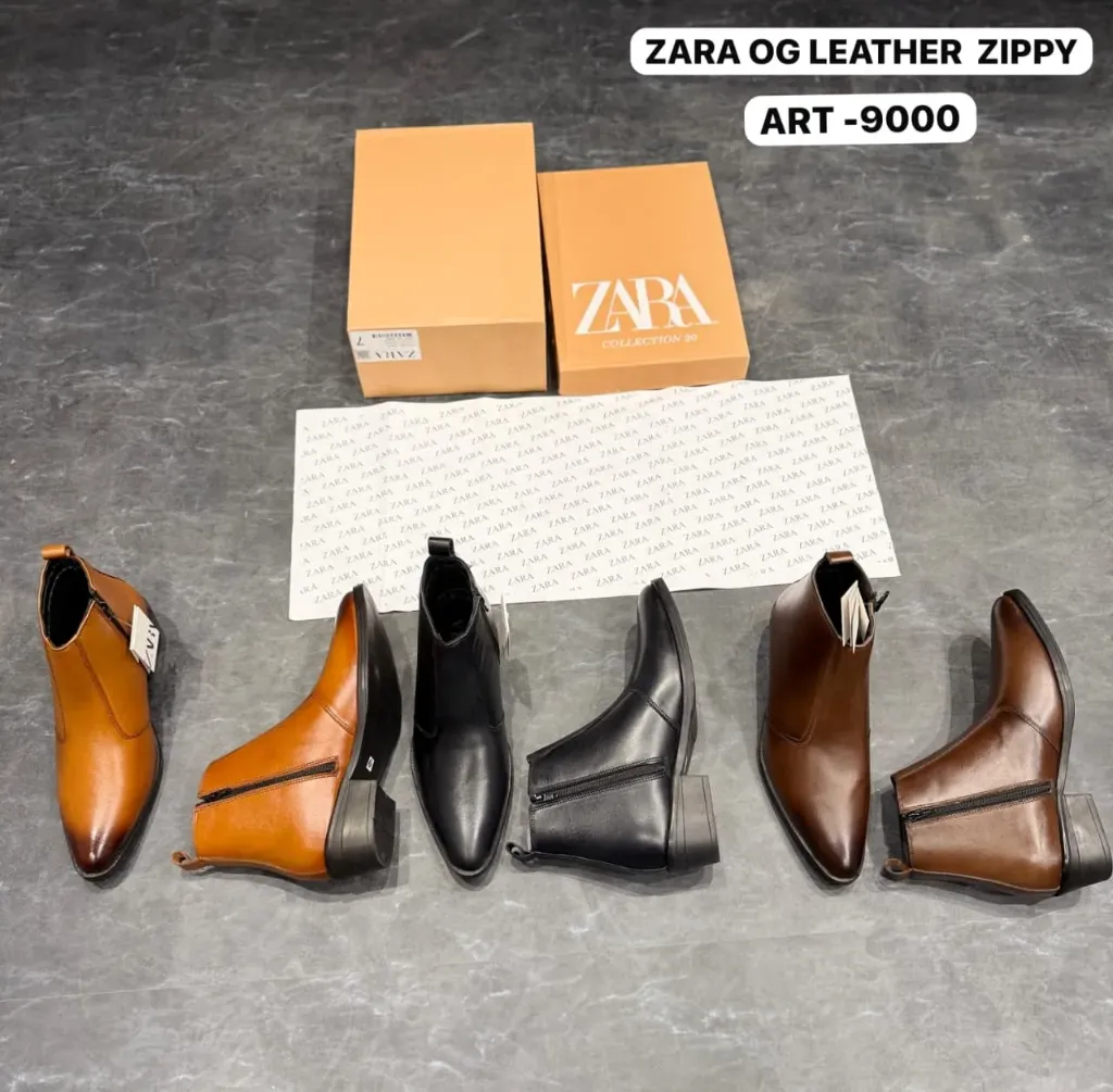 ZARA HANDMADE FORMAL LEATHER ZIP BOOTS (black, 40)