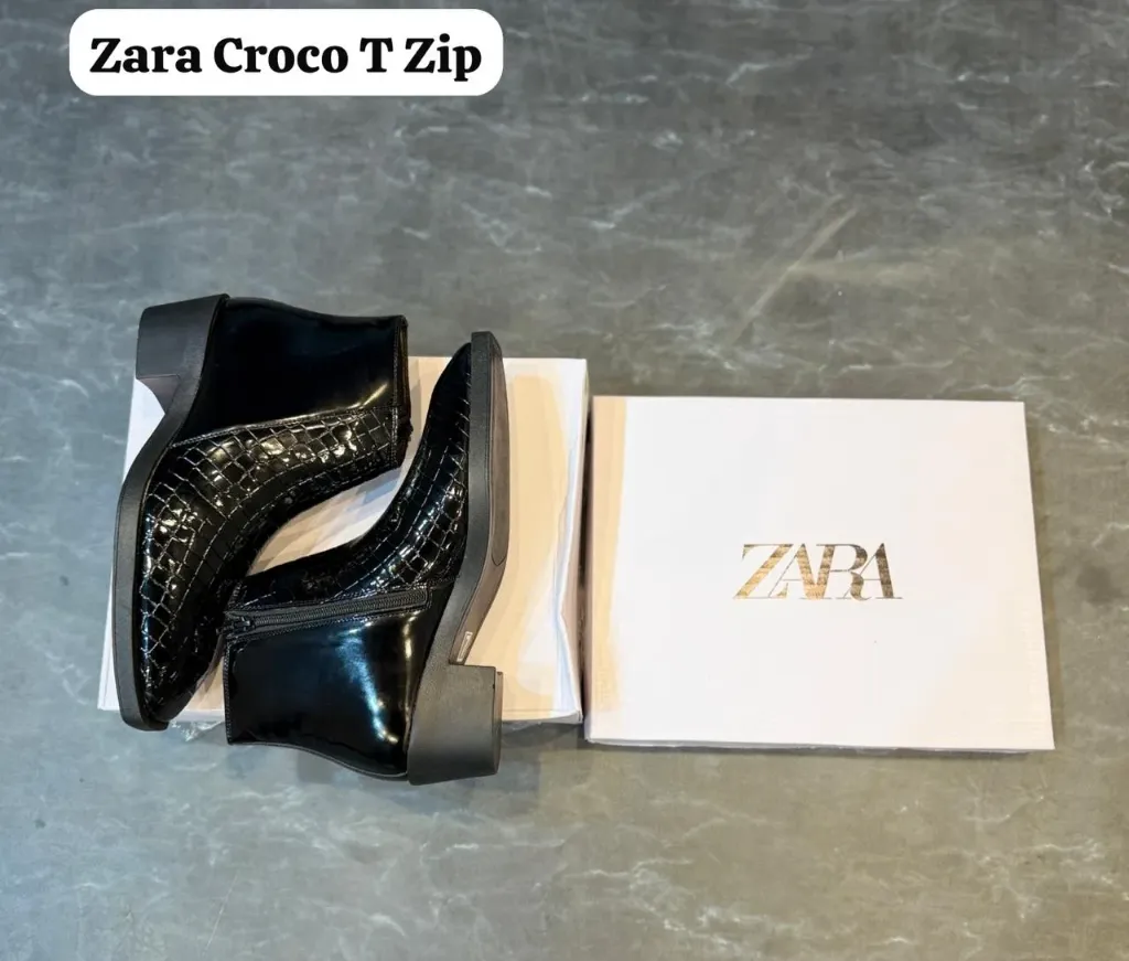 ZARA CROCO T ZIP BOOTS (40)